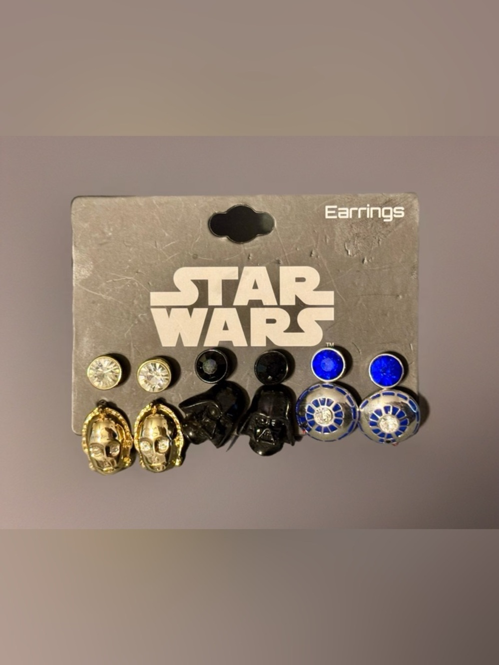 Disney Star Wars Earrings Set of 6 C-3PO, Darth Vader, R2-D2